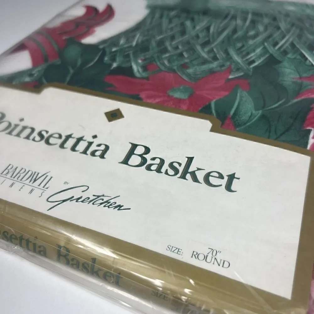 Bardwil Linens Poinsettia Basket Christmas Holiday 70